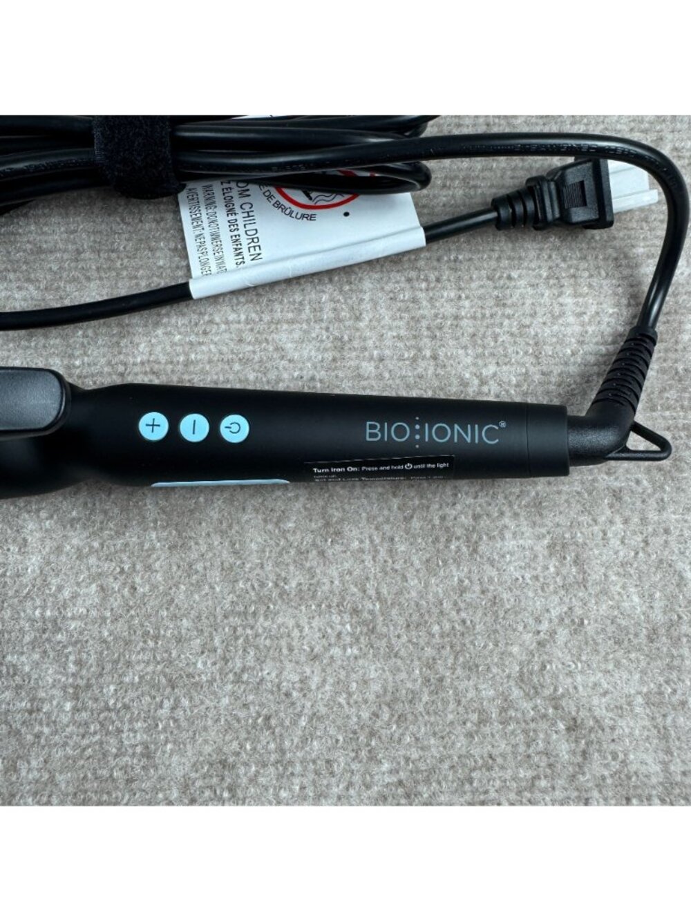 BIO IONIC Long Barrel Curling Iron Styler 1-Inch Black Nanoionic Classic Curls - Picture 3 of 5